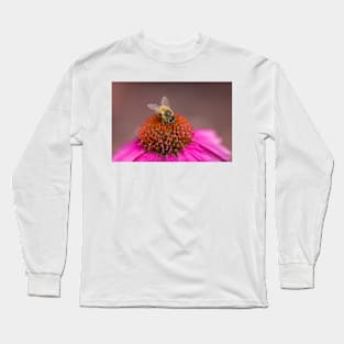 Bee on Wild Berry Coneflower Long Sleeve T-Shirt